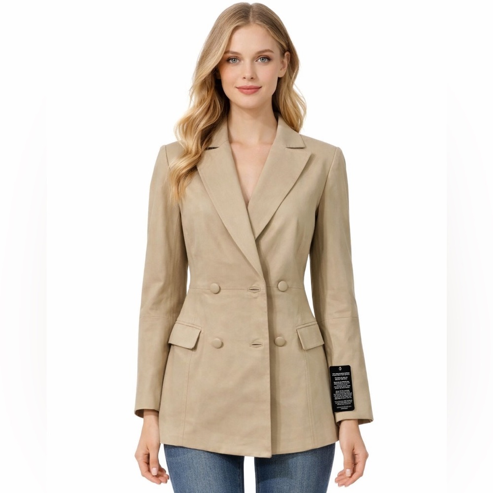 Bod & Christensen cream leather blazer NWT